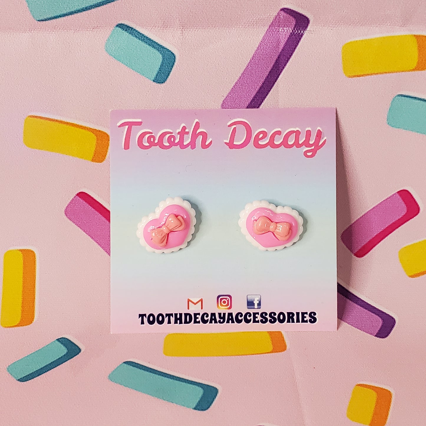 Bow Heart Stud Earrings
